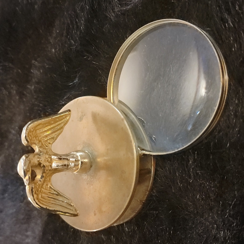 Vintage Brass Folding Magnifying Glass w/ Eagle